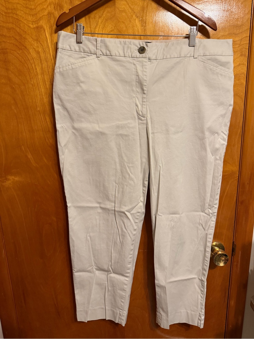 Talbots Cream Cropped Straight-Leg Pants